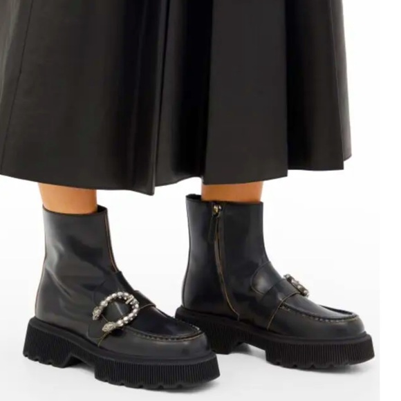 Gucci Authentic Hunder Dionysus-Buckle Leather Boots booties 39 - Picture 2 of 16